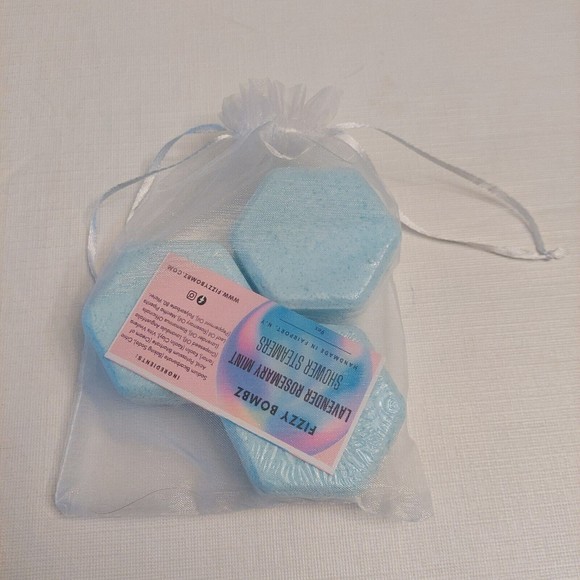 Fizzy Bombs Lavender Rosemary Mint Shower Steamers Handmade Blue Frangrant - Picture 2 of 5